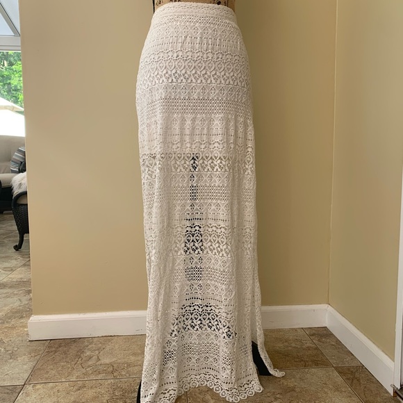 Hollister Skirts Hollister Ivory Lace Maxi Skirt Poshmark